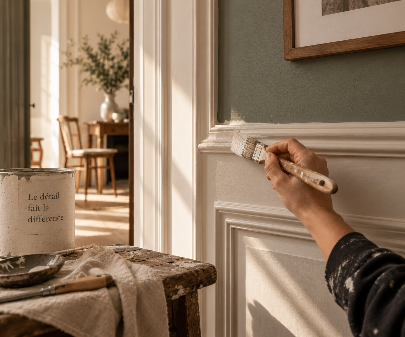 Home Finitions de peinture décorative dans un intérieur à Bordeaux – Rosaly Signature